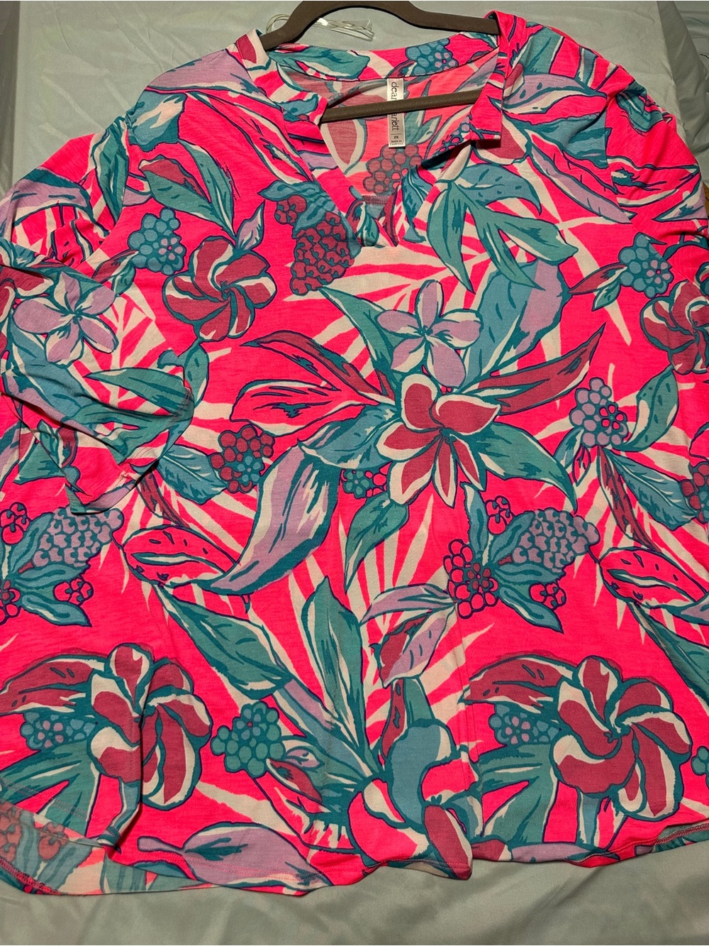 Scarlett Bright Pink Tropical Floral Blouse